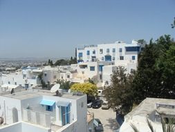 panoramic view of white houses in tunisia