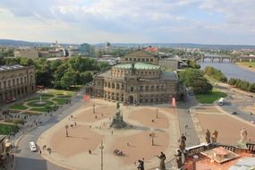 roof view of semper opera house in old town, germany, dresden