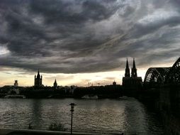 night view of the river Rhine in Germany