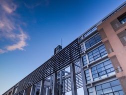 modern facade of building on the blue sky