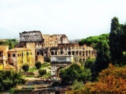 ruined roman coliseum