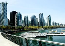 vancouver harbor boats on urban view