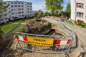 repair work on the road in the city