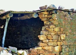 Ruins of a stone wall in the museum Willem Prinsloo