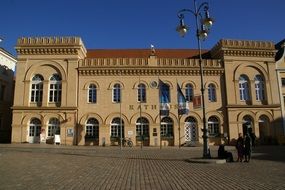 landscape of schwerin town hall and historic square