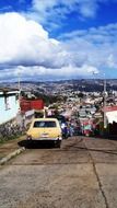 cars on roadside in city, chile, viña del mar