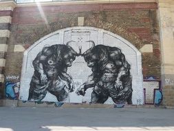 Modern graffiti with fighting bulls