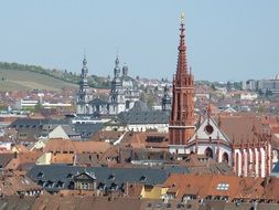 Panorama of Würzburg with Gothic spiers