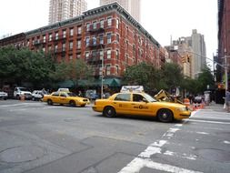 taxi cars on the streets of New York City (Big Apple)