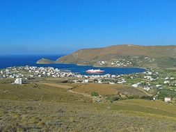 landscape of the ferry boat in port in greece