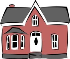 clipart of the Red house with grey roof