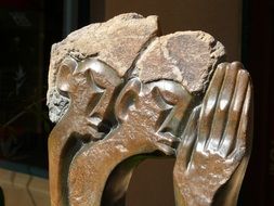 modern art, praying man and woman faces, south africa, cape town