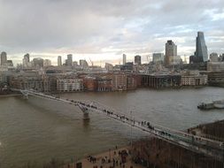 panorama of the millennium bridge in london