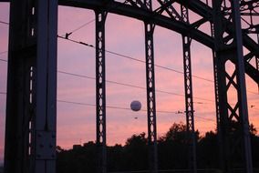 landscape of bridge and purple sunset