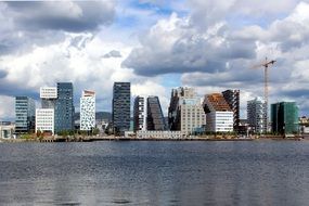 distant view of modern skyscrapers in oslo