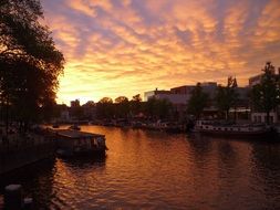 amsterdam sun dusk city view