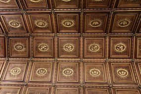 wooden carved ceiling of a curch