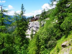 house on a rock in the Alps