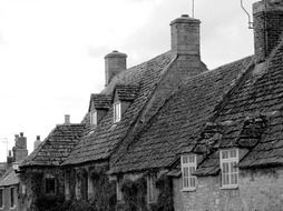 black white view of the old roof corfe