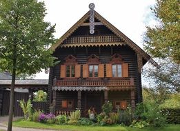 Russian houses with wooden facade in Potsdam