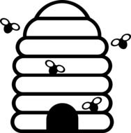 clipart of flying bees near the hive