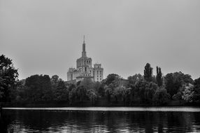 embankment of bucharest in black and white image