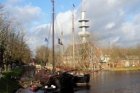 Canal and tv tower in Emden