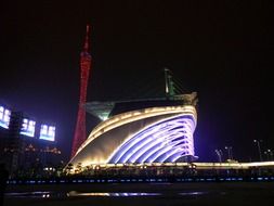 bright night lights of guangzhou china opera