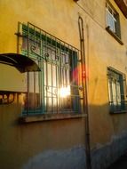 Green window of the house