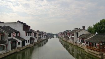 waterfront houses by Yangtze river, china