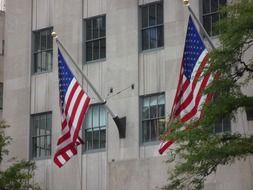 US flags on the New York building