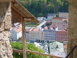 view from the castle walls on Burghausen