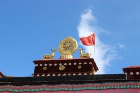 The National Flag On The Jokhang Temple In Tibet