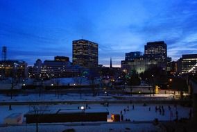 Lights in the city at night