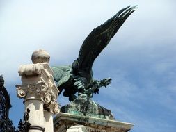 bronze sculpture on the facade of the palace in Budapest