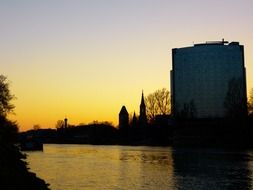 Yellow sunset over the Danube