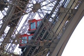 Side view of the Eiffel Tower elevator