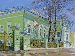 canvas of old mansion in moscow