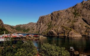 landscape of Lofoten islands on a sunny day