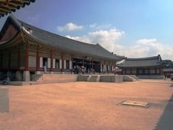 Side view of the palace complex in Seoul, Korea