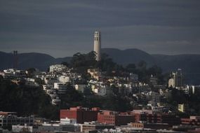 coit tower san francisco in the evening