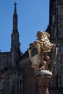 gilded statue of a lion in Ulm