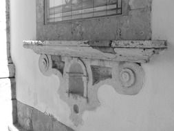 vintage white sill under the window