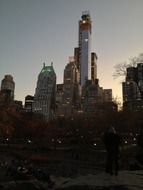 skyscrapers of new york at dusk