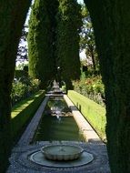 beautiful garden with fountains in andalusia