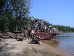 wrecked ship on shore in india