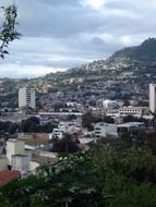 Buildings on mountains in city