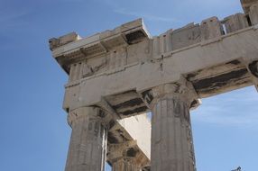 blue sky over temple ruins in greece