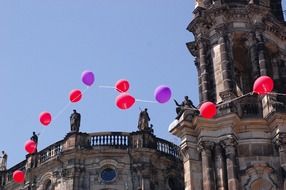 flying balls near the castle in dresden