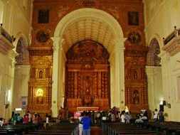 Service in the church in Goa, India